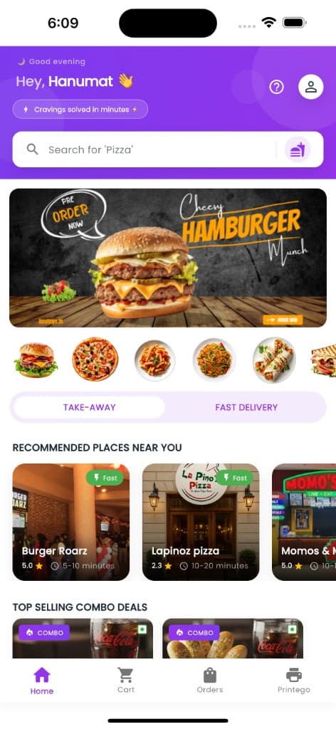 Hostego app home screen